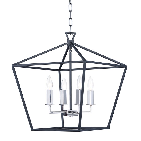 Maxim Lighting Abode 4-Light 17.75" Wide Textured Black / Polished Nickel Chandelier 25156TXBPN - main